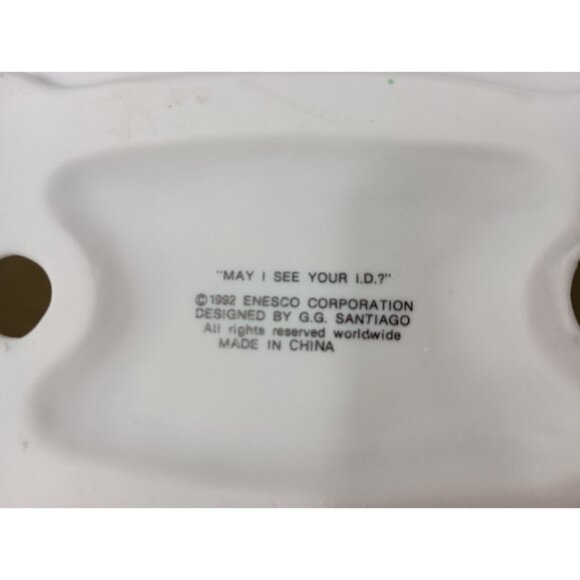 Vintage 1992 Enesco Kitty Cat In Purse "May I See Your ID" Ceramic Figurine - Picture 9 of 11